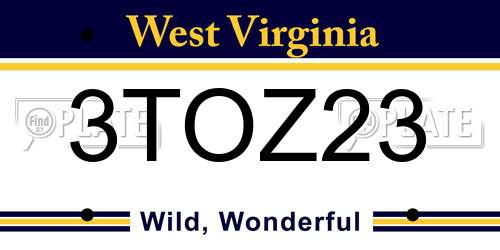 3TOZ23 West Virginia License Plate