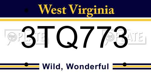 3TQ773 West Virginia License Plate