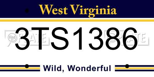 3TS1386 West Virginia License Plate