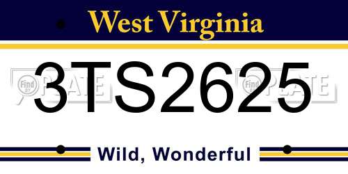 3TS2625 West Virginia License Plate