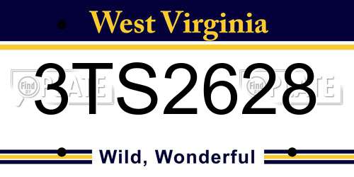 3TS2628 West Virginia License Plate