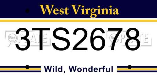 3TS2678 West Virginia License Plate