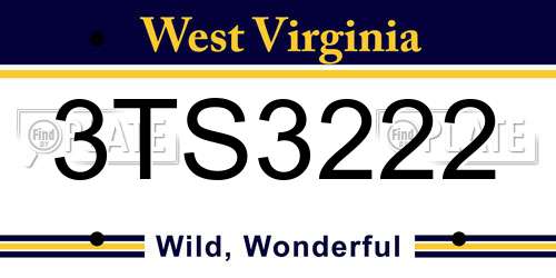 3TS3222 West Virginia License Plate