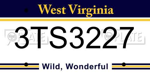 3TS3227 West Virginia License Plate