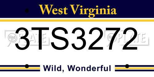 3TS3272 West Virginia License Plate