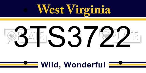 3TS3722 West Virginia License Plate