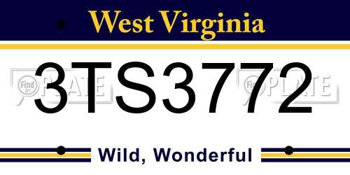 3TS3772 West Virginia License Plate