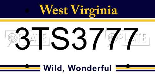 3TS3777 West Virginia License Plate