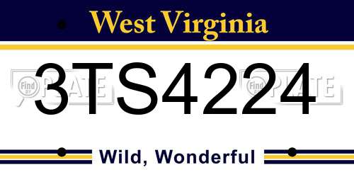 3TS4224 West Virginia License Plate