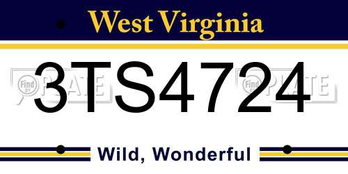 3TS4724 West Virginia License Plate