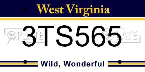 3TS565 West Virginia License Plate
