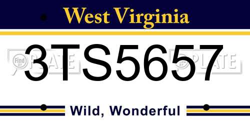 3TS5657 West Virginia License Plate