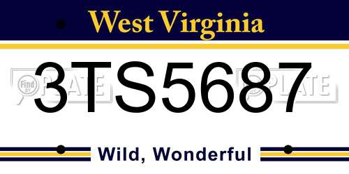 3TS5687 West Virginia License Plate