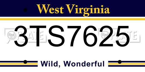 3TS7625 West Virginia License Plate