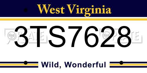 3TS7628 West Virginia License Plate