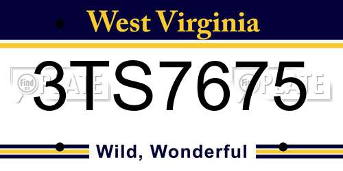 3TS7675 West Virginia License Plate
