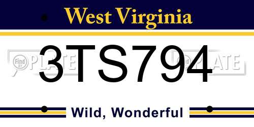 3TS794 West Virginia License Plate