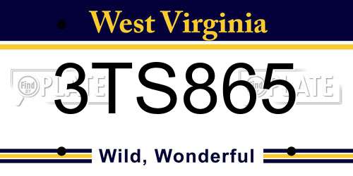 3TS865 West Virginia License Plate