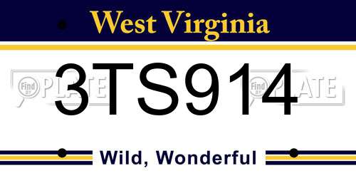 3TS914 West Virginia License Plate