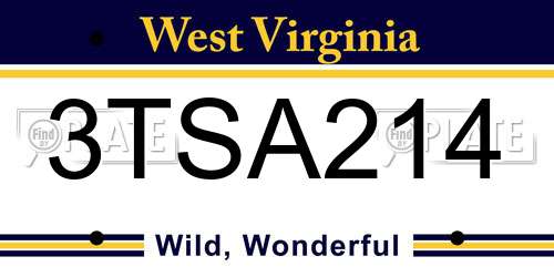 3TSA214 West Virginia License Plate