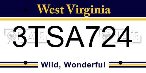 3TSA724 West Virginia License Plate