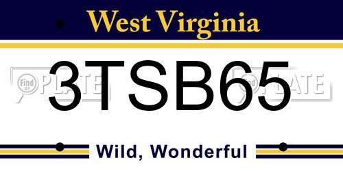 3TSB65 West Virginia License Plate