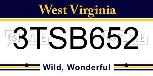 3TSB652 West Virginia License Plate