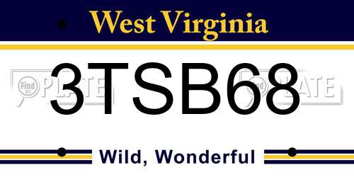 3TSB68 West Virginia License Plate