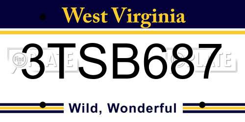 3TSB687 West Virginia License Plate