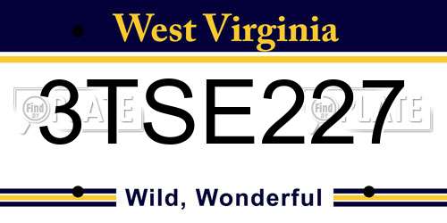 3TSE227 West Virginia License Plate