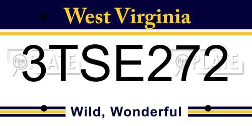 3TSE272 West Virginia License Plate
