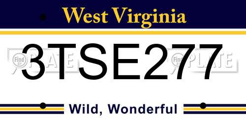 3TSE277 West Virginia License Plate