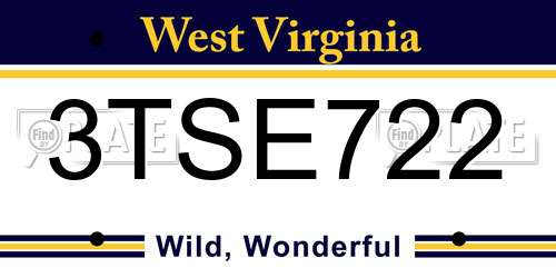 3TSE722 West Virginia License Plate