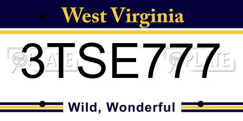 3TSE777 West Virginia License Plate