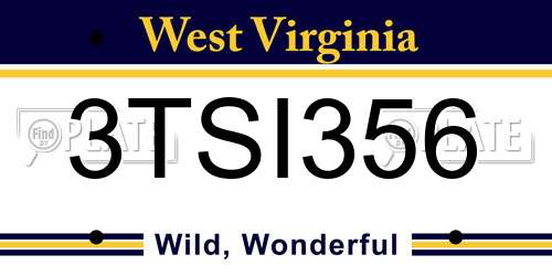 3TSI356 West Virginia License Plate