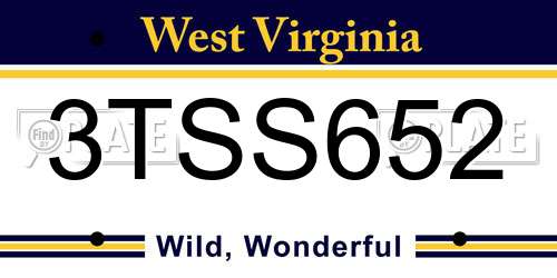 3TSS652 West Virginia License Plate