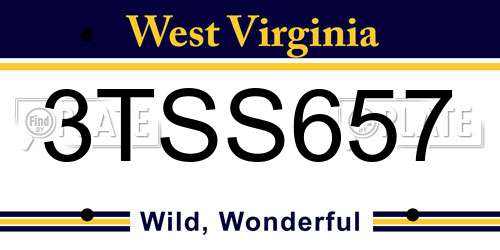 3TSS657 West Virginia License Plate
