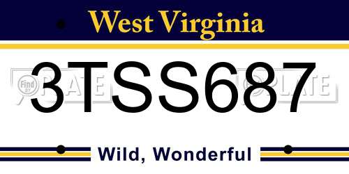 3TSS687 West Virginia License Plate