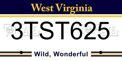 3TST625 West Virginia License Plate