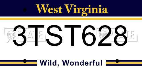 3TST628 West Virginia License Plate
