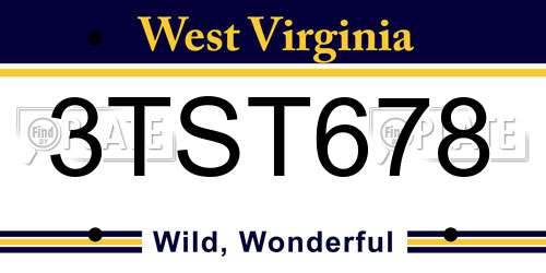 3TST678 West Virginia License Plate