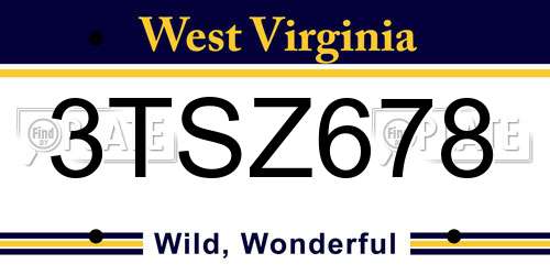 3TSZ678 West Virginia License Plate