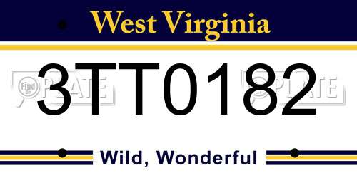 3TT0182 West Virginia License Plate