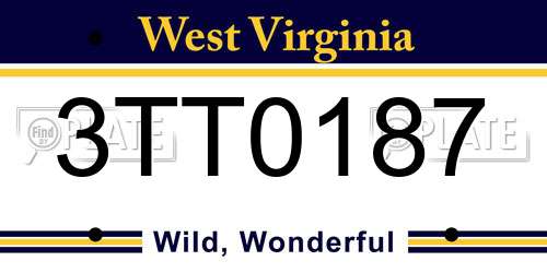 3TT0187 West Virginia License Plate