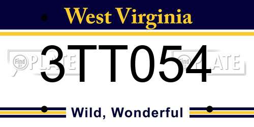 3TT054 West Virginia License Plate