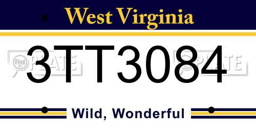3TT3084 West Virginia License Plate