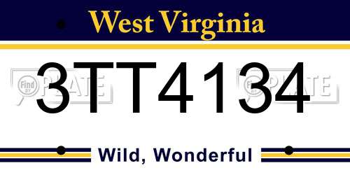3TT4134 West Virginia License Plate