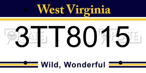 3TT8015 West Virginia License Plate