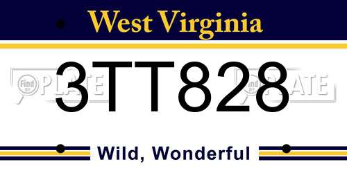 3TT828 West Virginia License Plate