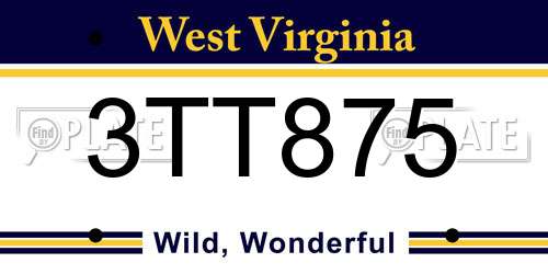3TT875 West Virginia License Plate